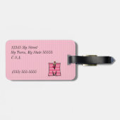 Rosa Elche mit Letter M Strick Druck für Mädchen Gepäckanhänger (Rückseite horizontal)