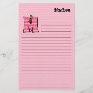 Rosa Elche Mongram Buchstabe M mit Name Briefpapier
