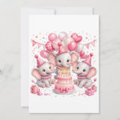 Rosa Elefant 3. Geburtstag Einladung (Rückseite)