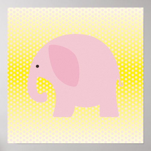Rosa Elefant auf Gelb Poster (Vorne)