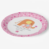 Rosa Elefant Baby Shower Papier Teller (Schrägansicht)