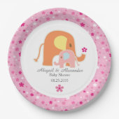 Rosa Elefant Baby Shower Papier Teller (Vorderseite)