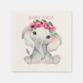 Rosa Elefant Baby Shower Serviette (Vorderseite)