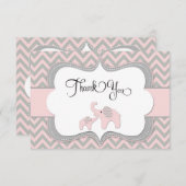 Rosa Elefant-Babyparty danken Ihnen zu kardieren Dankeskarte (Vorne/Hinten)