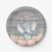 Rosa Elefant-Babyparty-Pappteller Pappteller (Vorderseite)