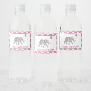 Rosa Elefant-Babyparty-Wasser-Flaschen-Aufkleber Wasserflaschenetikett