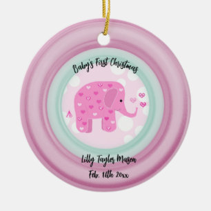 Rosa Elefant Baby's erstes Weihnachten Keramik-Orn Keramik Ornament