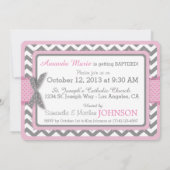 Rosa Elefant Bird und Zickzack Print-Taufe Einladung (Rückseite)