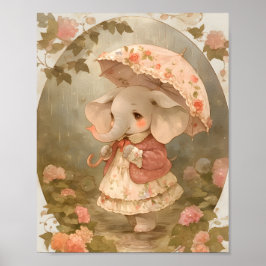 Rosa Elefant Blumen Baby Shower Geschenk Poster De