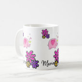 Rosa Elefant Blumen Tasse (Vorderseite Links)