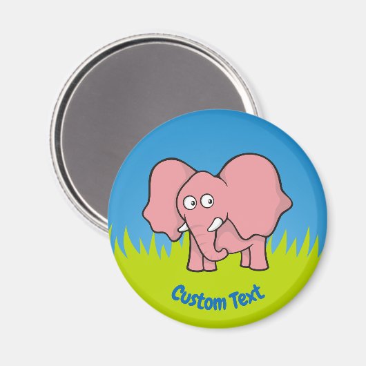 Rosa Elefant Cartoon Magnet (Vorderseite/Rückseite)