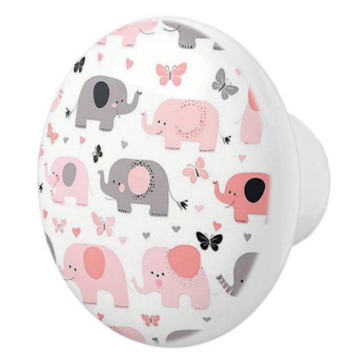 Rosa Elefant Dorf Keramik-Türknauf Keramikknauf (Rechts)