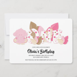 Rosa Elefant Einladung zum ersten Geburtstag