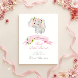 Rosa Elefant Elegante Babyparty Begrüßung Poster