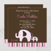 Rosa Elefant (Es ist ein Mädchen) 5x5 Einladung (Vorne/Hinten)