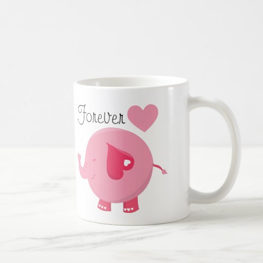 Rosa Elefant-für immer kundenspezifische Tasse (Rechts)