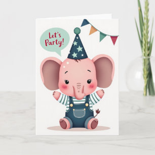 Rosa Elefant Geburtstagskarte Karte