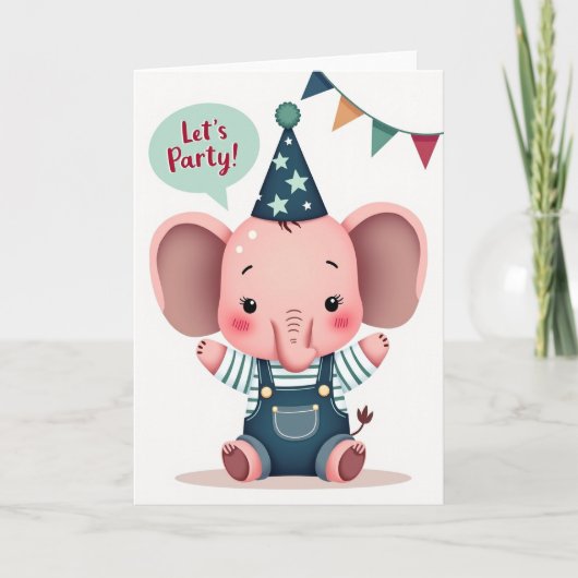 Rosa Elefant Geburtstagskarte Karte (Vorderseite)