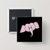 Rosa Elefant-Gesicht. Cartoon Button (Vorne & Hinten)