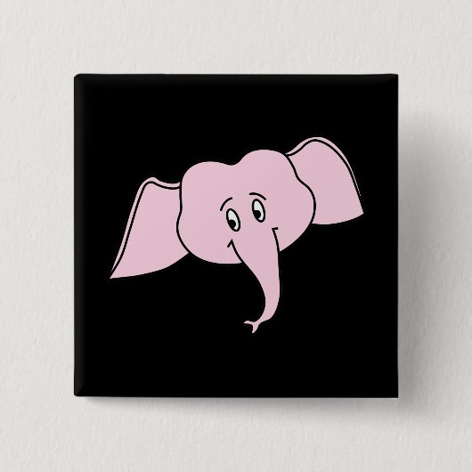Rosa Elefant-Gesicht. Cartoon Button (Vorderseite)