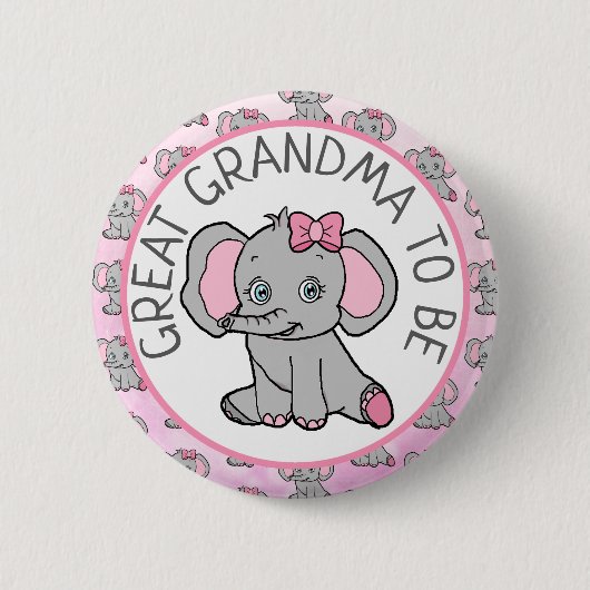 Rosa Elefant Great Oma Be Baby Dusche Button (Vorderseite)