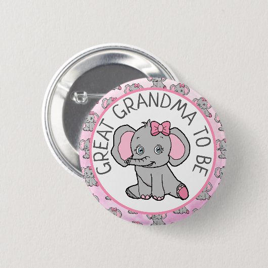 Rosa Elefant Great Oma Be Baby Dusche Button (Vorne & Hinten)