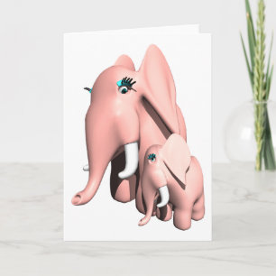 Rosa Elefant-Gruß-Karte Karte