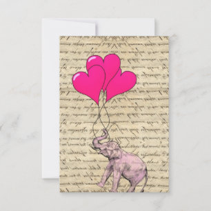 Rosa Elefant hält Luftballons