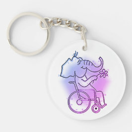 Rosa Elefant im Rollstuhl  Schlüsselanhänger