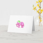 Rosa Elefant in grüner Weihnachtsmannmütze Karte (Gelbe Blume)