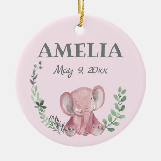 Rosa Elefant Keramik Ornament (Vorne)