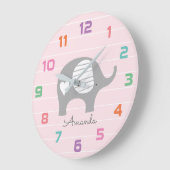 Rosa Elefant-Kinderzimmer-Dekor-Wand-Uhr Große Wanduhr (Winkel)