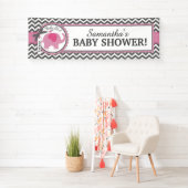 Rosa Elefant-Mädchen-Zickzack Baby-Dusche Banner (Insitu)