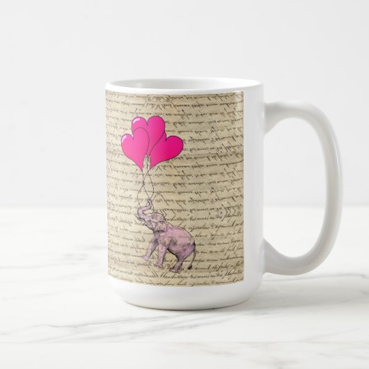 Rosa Elefant mit Ballons Kaffeetasse (Rechts)