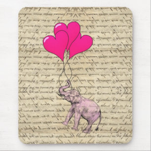 Rosa Elefant mit Ballons Mousepad