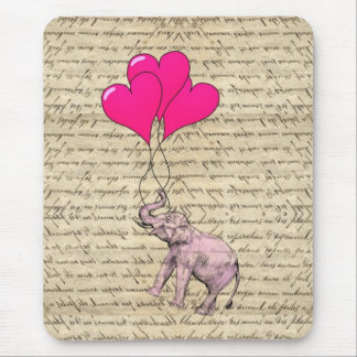 Rosa Elefant mit Ballons Mousepad