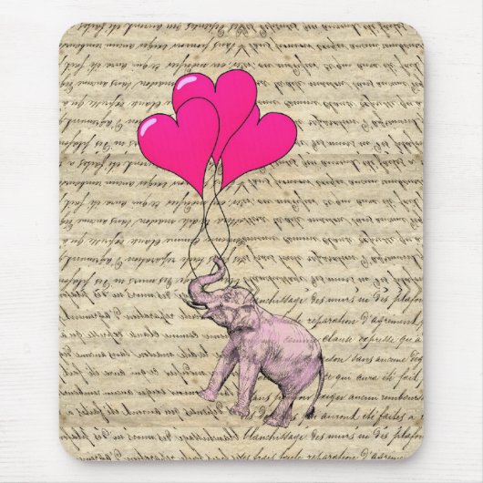 Rosa Elefant mit Ballons Mousepad (Vorne)