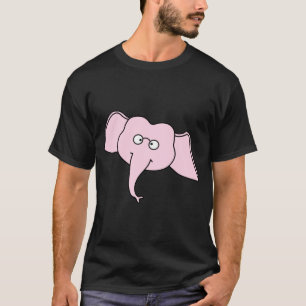 Rosa Elefant mit Gläsern. Cartoon T-Shirt