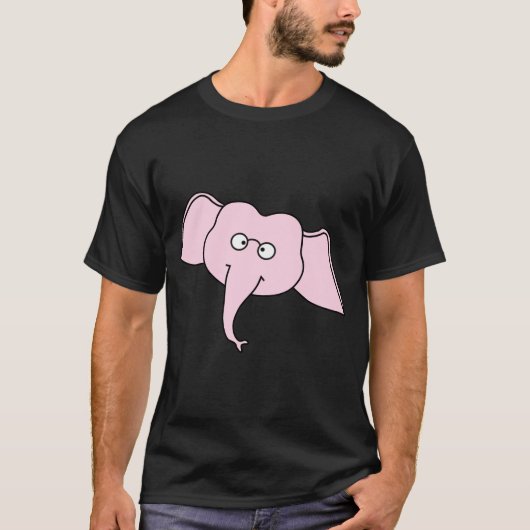 Rosa Elefant mit Gläsern. Cartoon T-Shirt (Vorderseite)