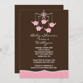 Rosa Elefant Mobile Baby Dusche Einladung (Vorne/Hinten)