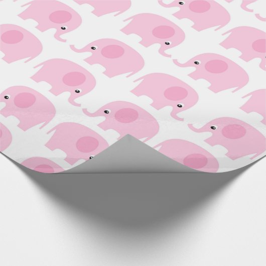 Rosa Elefant-Muster Geschenkpapier (Ecke)