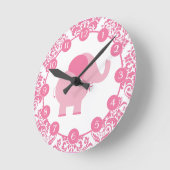 Rosa Elefant Runde Wanduhr (Winkel)