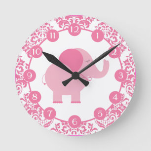 Rosa Elefant Runde Wanduhr