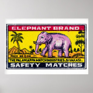 Rosa Elefant - Streichholzschachtel-Druck - Ästhet Poster