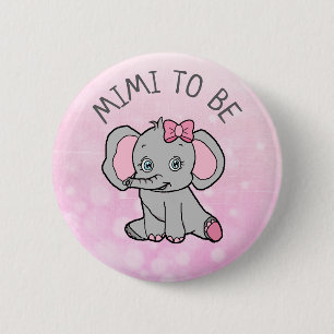 Rosa Elefant Themed Mimi zu sein Baby-Dusche Button