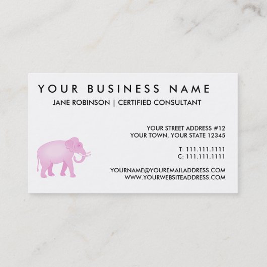 Rosa Elefant Visitenkarte (Rückseite)