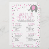 Rosa Elefant, was in Purse Baby Shower Game ist Briefpapier (Vorne/Hinten)
