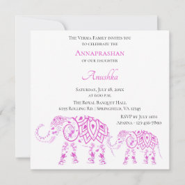 Rosa Elefanten Annaprashan| Erster Reis Einladung