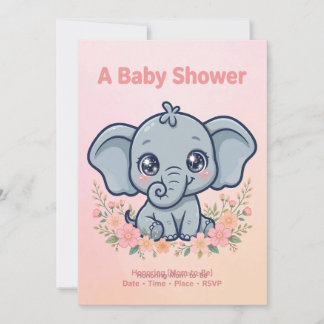 Rosa Elefanten-Baby-Party-Einladung Einladung