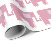 Rosa Elefanten Babygeschenk Geschenkpapier (Rolleneckpunkt)
